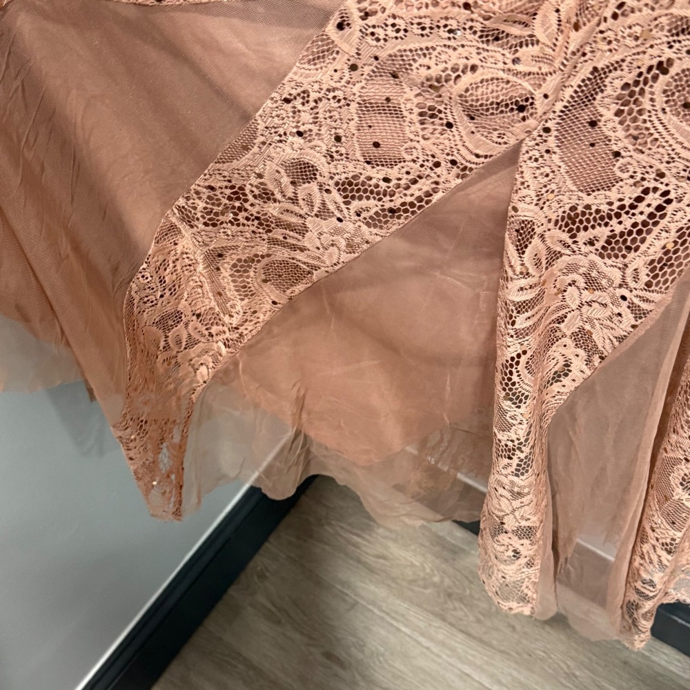 Candalite Rose Gold Lace Sequin Open Back Midi Dress Small fairy party - Picture 4 of 8
